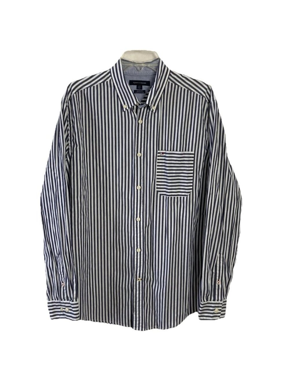 Tommy Hilfiger Mens Striped Shirt Cotton Classic fit bengal gray